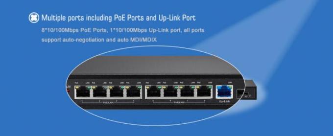 norma del commutatore 802.3at 48V di PoE della Non-gestione di gigabit 8-Port con il porto del porto +1*Gigabit SFP di tratta in salita di +1*Gigabit