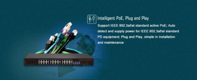 potere standard 48V sopra il commutatore di Ethernet, 802.3at commutatore di POE di Manica di gigabit 24